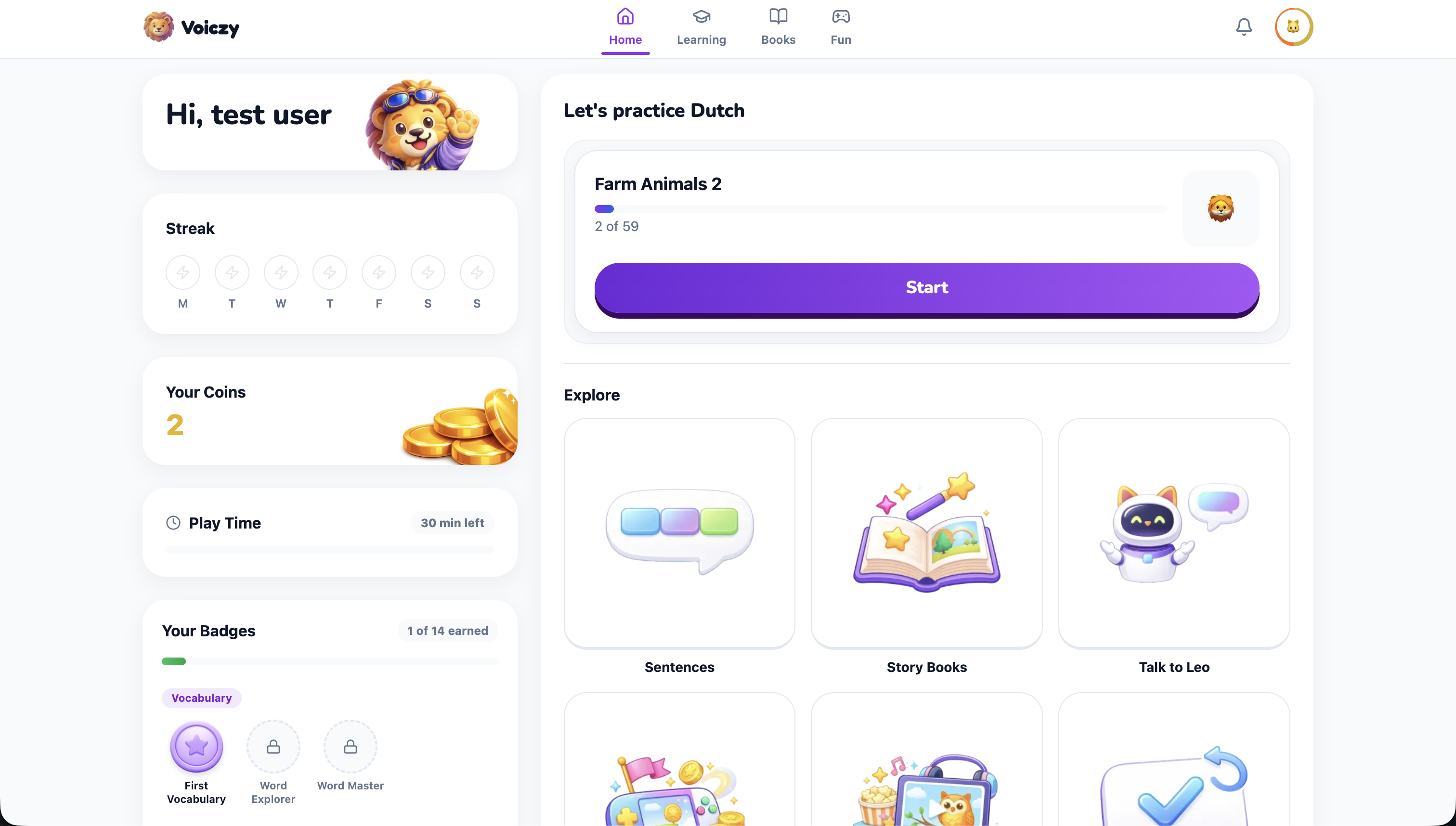 Voiczy März 2026 Update - Satzlernen, neu gestaltete Dashboards, Streaks und Abzeichen